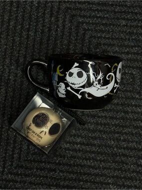 Black Jack Skellington Mug with White & Yellow Graphics